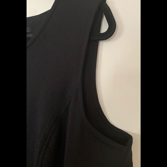 Style&Co black sleeveless midi dress, mid back zipper, mock front zippers, 18 - Picture 6 of 8